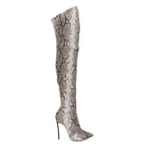 Animal Print heels Snakeskin Thigh High Boots. - FashionByTeresa